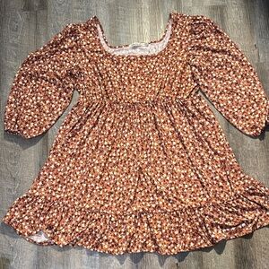 Liberty Love Floral Midi Dress in Red and Cream